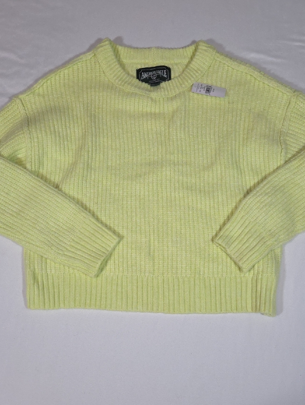 American Eagle NWT Neon Green/yellow ribbed sweater Size Xs Wool Blend
